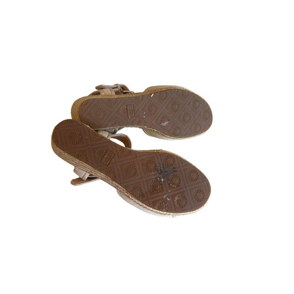 UGG Beige Suede Wedge Sandals Adjustable Buckle Closure Size 7 Classic - Picture 8 of 8